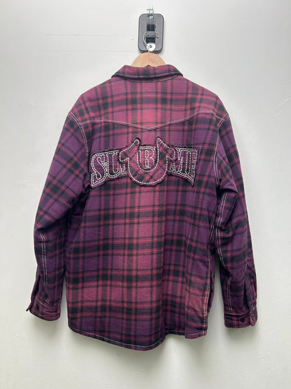 New Supreme True Religion Purple Flannel Sz L (Missing Button)