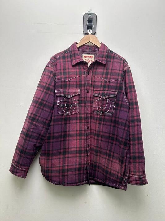 New Supreme True Religion Purple Flannel Sz L (Missing Button)