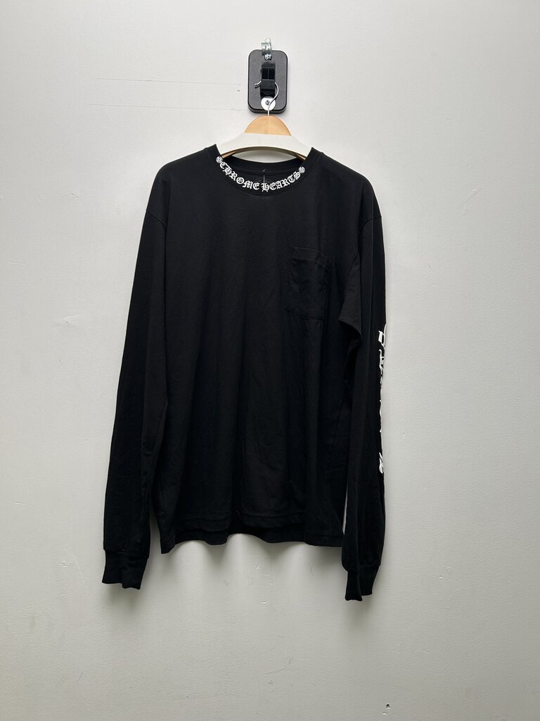 New Chrome Hearts Black White Neck Logo Arm Long Sleeve Sz.XL