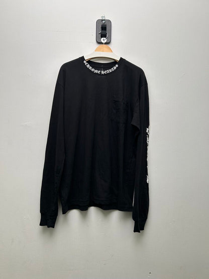 New Chrome Hearts Black White Neck Logo Arm Long Sleeve Sz.XL