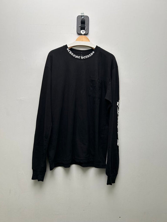 New Chrome Hearts Black White Neck Logo Arm Long Sleeve Sz.XL