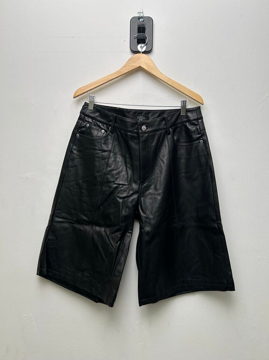 New HMDD Lamb Chop Black Leather Short sz.L