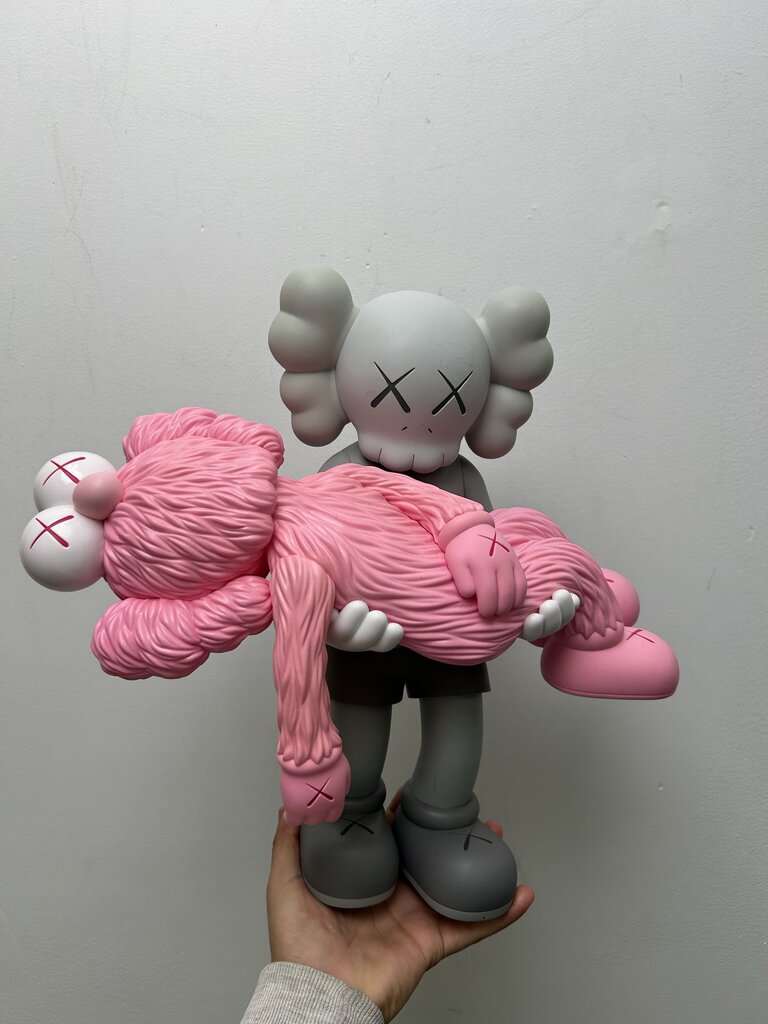 Preowned KAWS Gone Figure Grey Carrying Pink