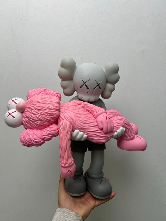 Preowned KAWS Gone Figure Grey Carrying Pink