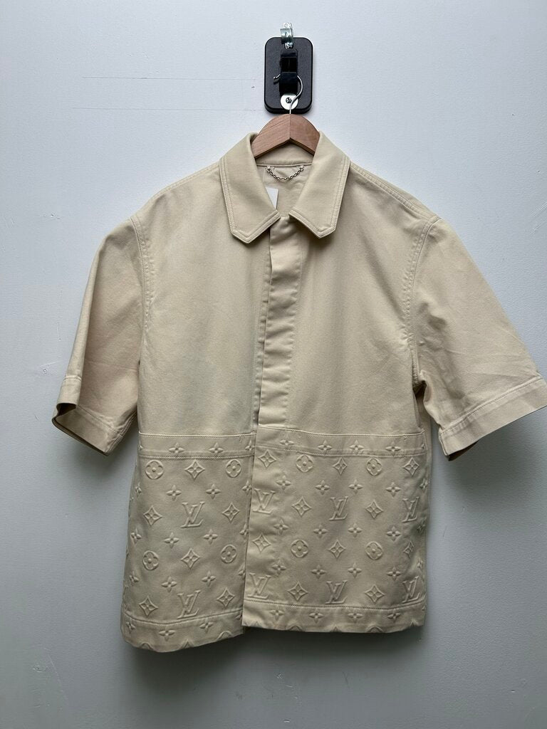 Preowned Louis Vuitton Cream Monogram Work Button Up Shirt sz.L