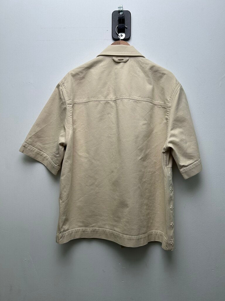 Preowned Louis Vuitton Cream Monogram Work Button Up Shirt sz.L