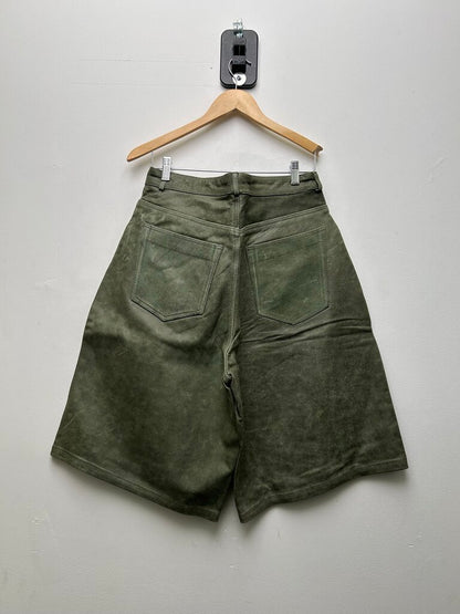 New GV Gallery Green Double Knee Leather Shorts sz.XS