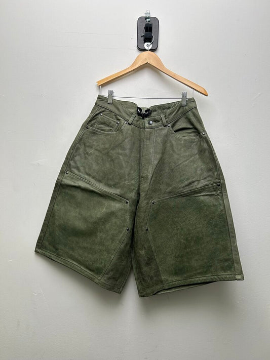 New GV Gallery Green Double Knee Leather Shorts sz.XS
