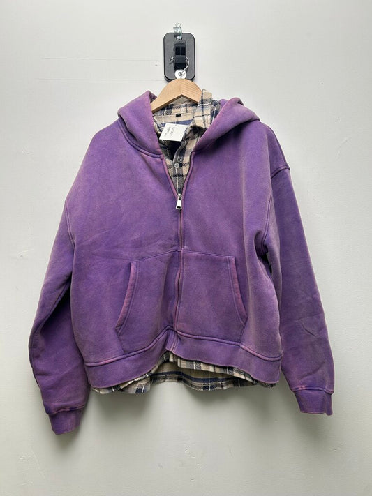 Preowned Gv Gallery Purple Flannel Zip Hoodie Sz S
