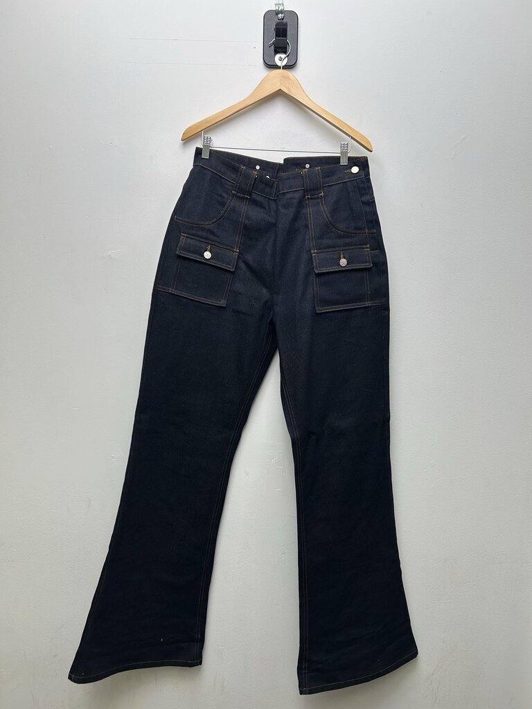 Preowned 74 Is War Raw Blue Selvage Denim Sz 34