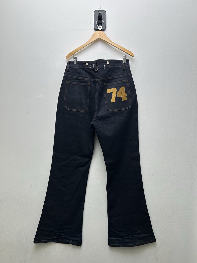 Preowned 74 Is War Raw Blue Selvage Denim Sz 34
