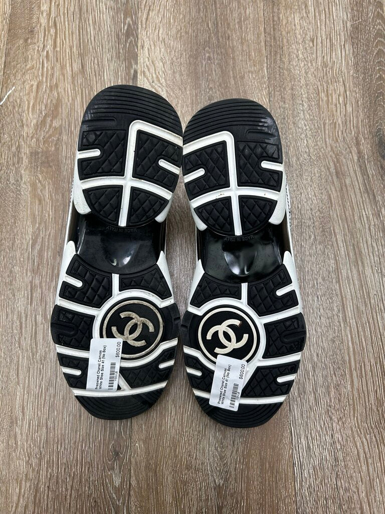 Preowned Chanel Canvas White Shoe Size 41 (No Box)