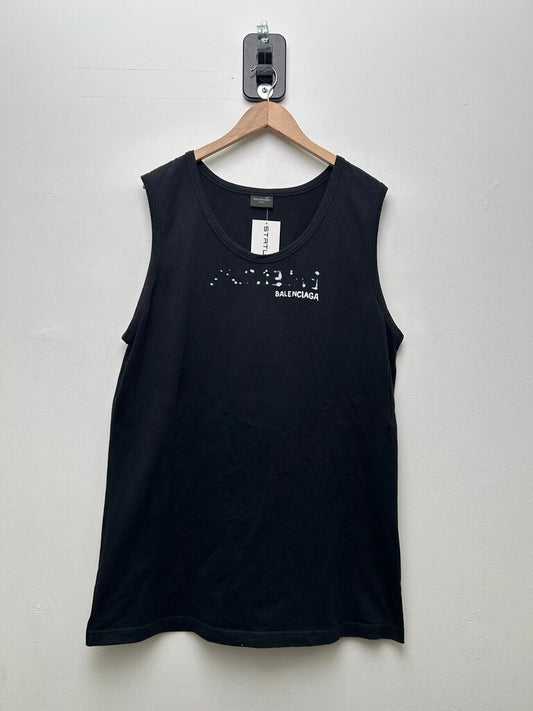 Preowned Balenciaga Black Lights Cutoff Shirt Size XL