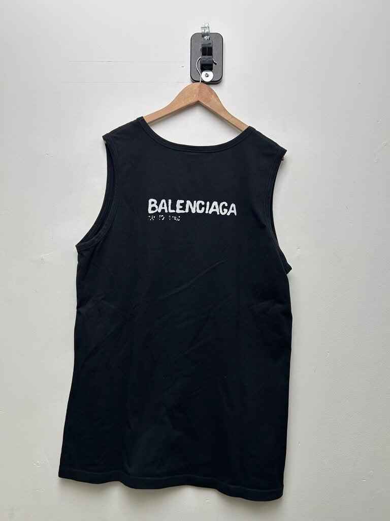 Preowned Balenciaga Black Lights Cutoff Shirt Size XL
