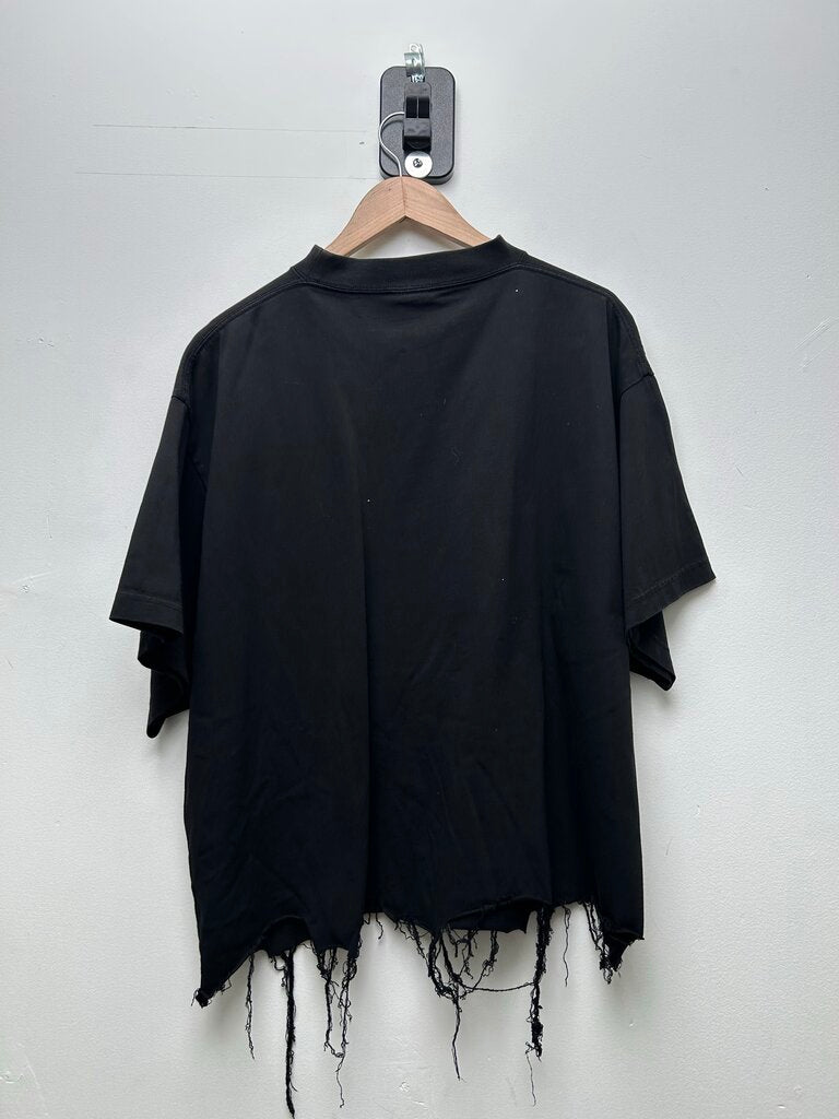 Preowned Balenciaga BB Black Distressed Tee Size 3
