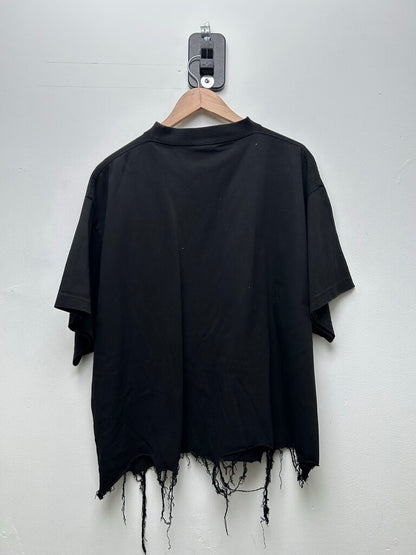 Preowned Balenciaga BB Black Distressed Tee Size 3