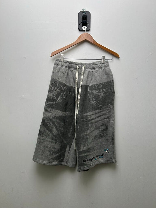New Boredom Kills Grey Print Shorts Size Medium