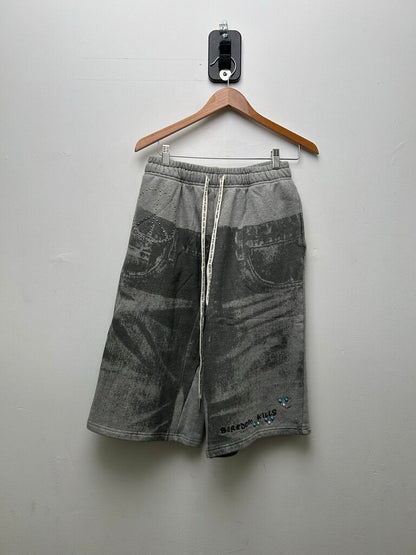New Boredom Kills Grey Print Shorts Size XL