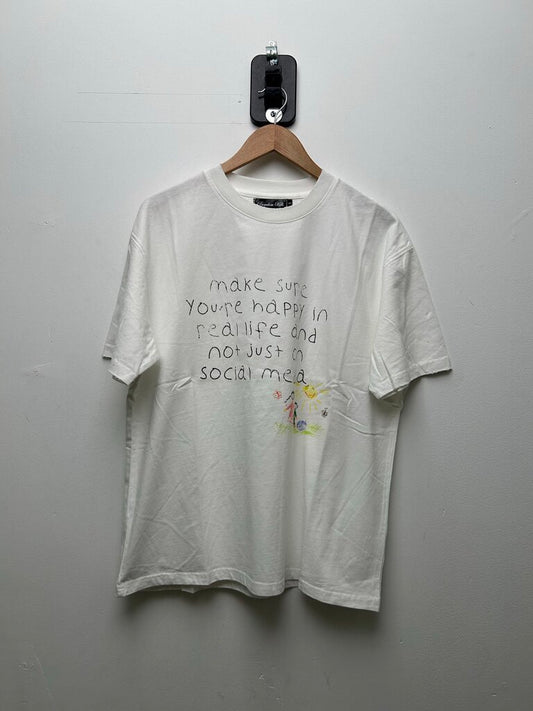 New Boredom Kills White Happy In Real Life Tee Size Large