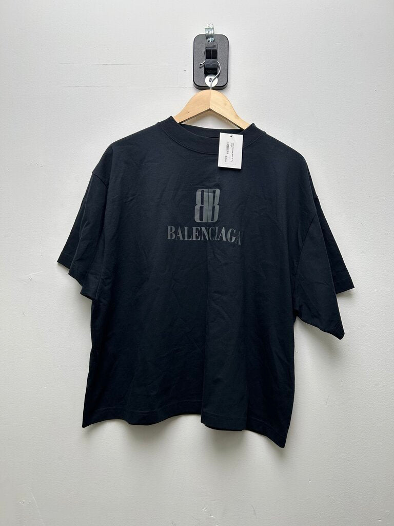 New Balenciaga Black BB Tee Size 2