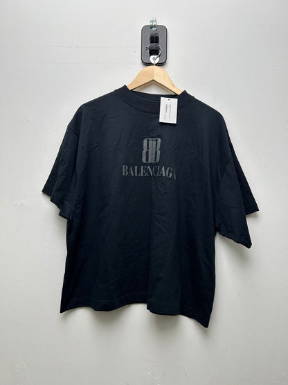 New Balenciaga Black BB Tee Size 2