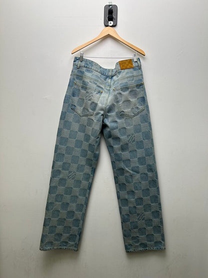 Preowned Louis Vuitton Damier Checkered Lightwash Denim Sz.36