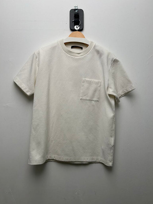 Preowned Louis Vuitton White Monogram Pocket Tee Size Medium