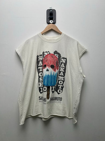 New Satoshi Nakamoto White Popsicle Cutoff Tee Size Large