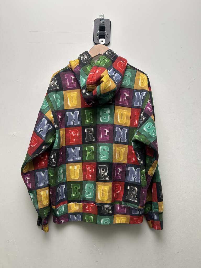 Preowned Supreme Multi Color Black Logo Hoodie Size Medium