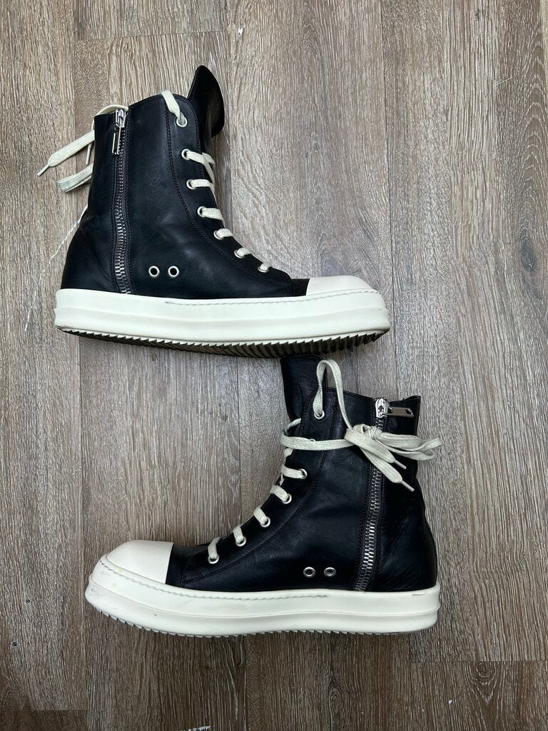 Preowned Rick Owens Ramone High Mainline Black Size 42