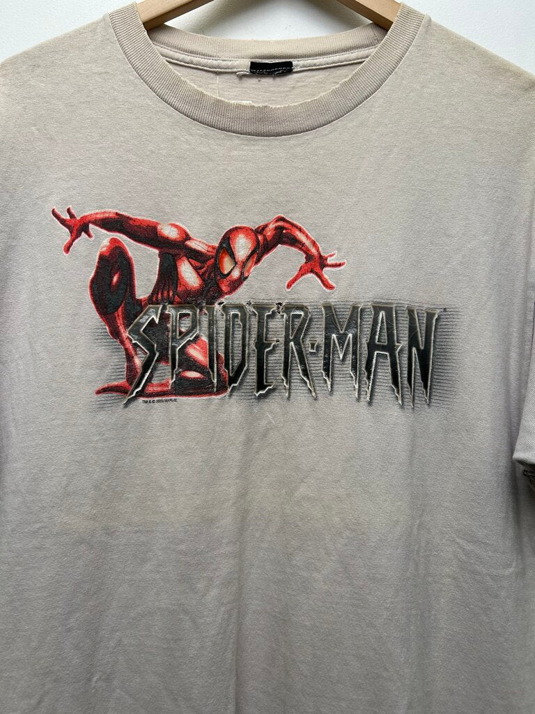 SpiderMan Spellout 2003 Cream Tee Sz XL