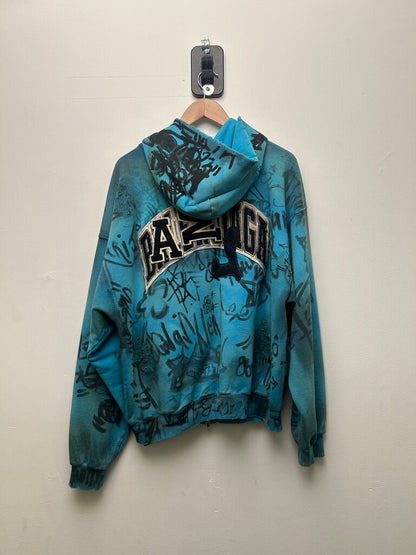 Preowned Balenciaga Blue Graffiti Skater Zip Size Small