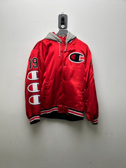 Preowned Supreme Red Champion Hooded Satin Jacket