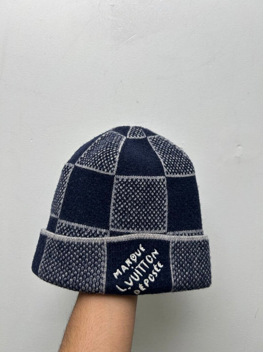 Preowned Louis Vuitton Navy Damier Beanie