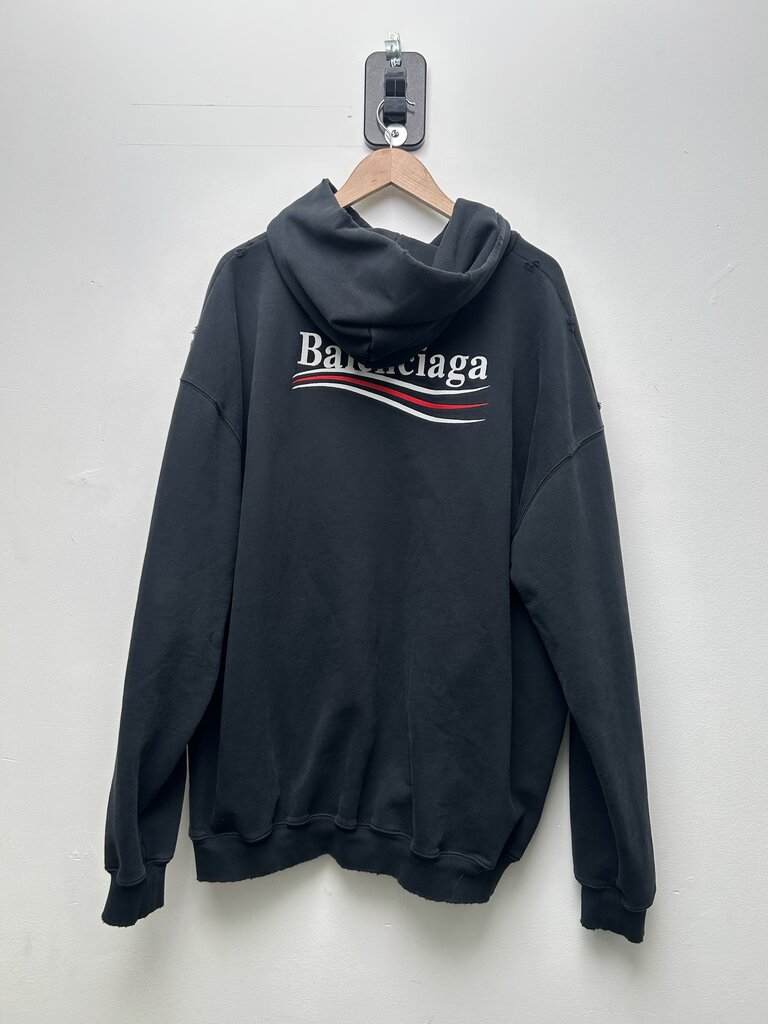 Preowned Balenciaga Black Presidential Hoodie Size Small