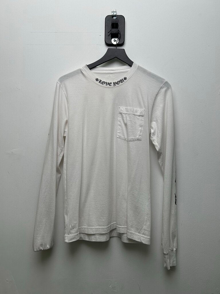 Preowned Chrome Hearts White Love You Long Sleeve Size Small