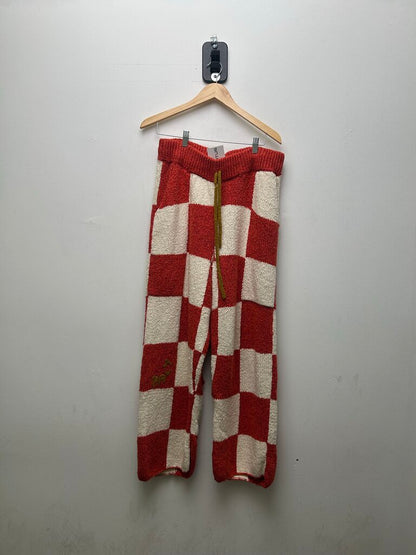 Preowned Paly Checkerboard Red Cream Knit Sweat Pants sz.L