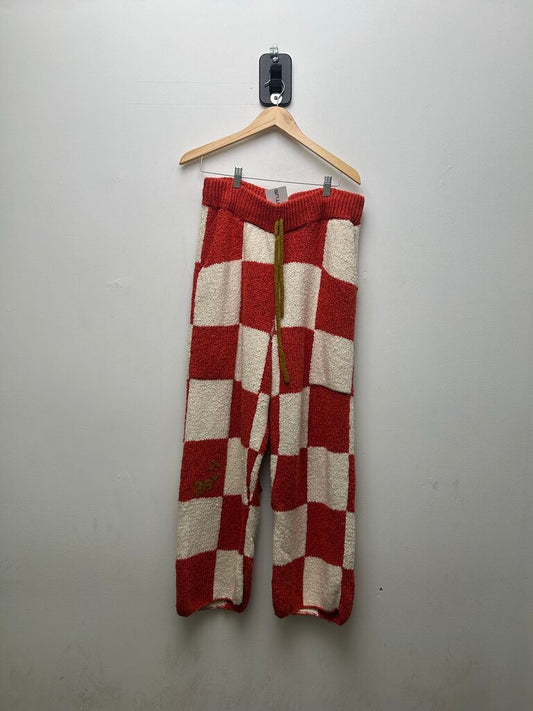 Preowned Paly Checkerboard Red Cream Knit Sweat Pants sz.L