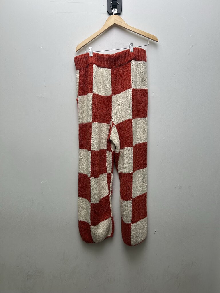 Preowned Paly Checkerboard Red Cream Knit Sweat Pants sz.L