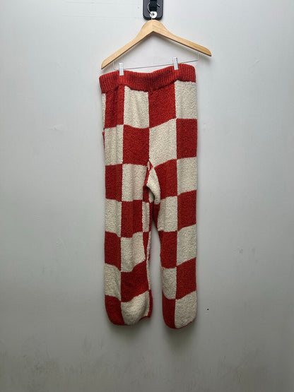 Preowned Paly Checkerboard Red Cream Knit Sweat Pants sz.L