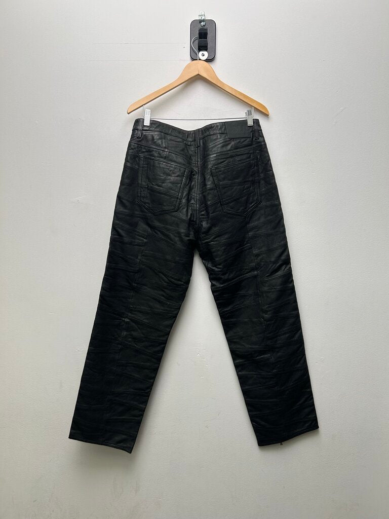 New Supreme Black Leather Patchwork Pants Size 32