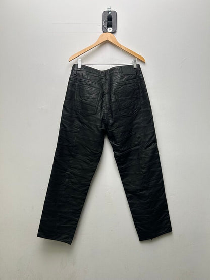 New Supreme Black Leather Patchwork Pants Size 32