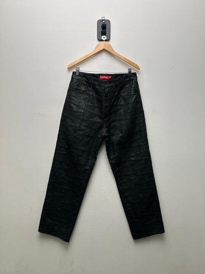 New Supreme Black Leather Patchwork Pants Size 32