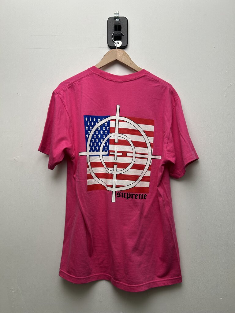 Preowned Supreme Pink Killshot USA Tee Size Large