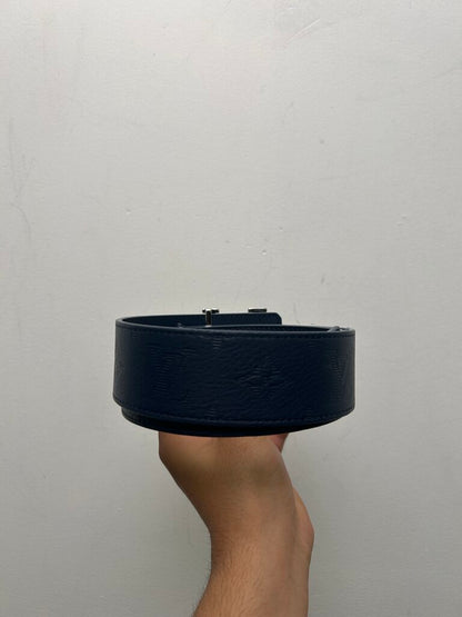 Preowned Louis Vuitton Navy Monogram Embossed Belt Size 34/85 (No Box)