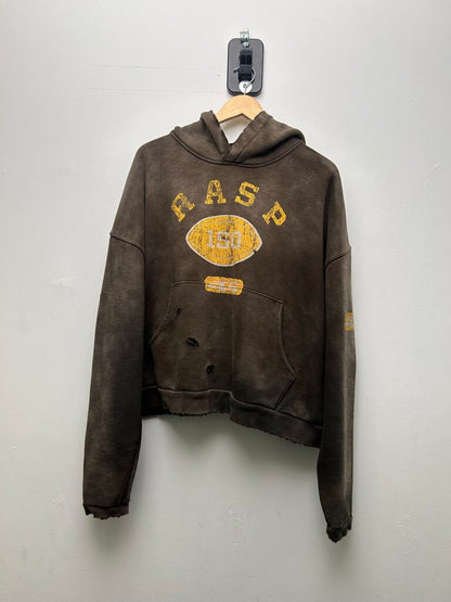 New Gv Gallery RASP Football 150 Yellow Brown Hoodie Sz S