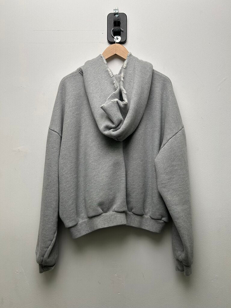 Preowned GV Gallery Red Raspberry Grey Distressed Zip Hoodie sz.M
