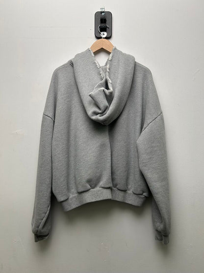 Preowned GV Gallery Red Raspberry Grey Distressed Zip Hoodie sz.M