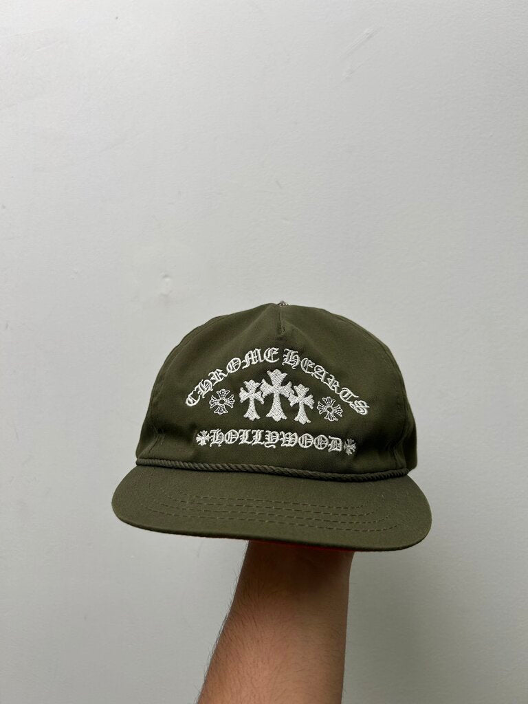 Preowned Chrome Hearts Olive Red White King Taco Trucker Hat