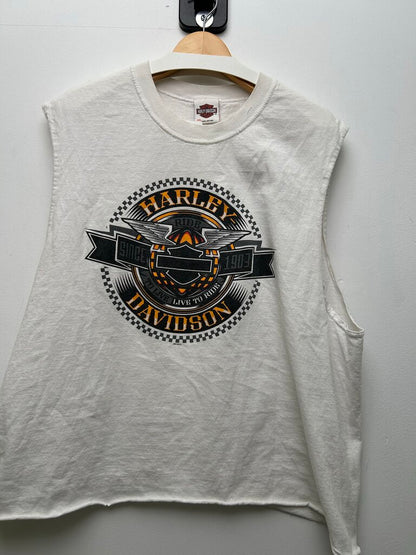 Harley Davidson White Cutoff Tee Size XXL